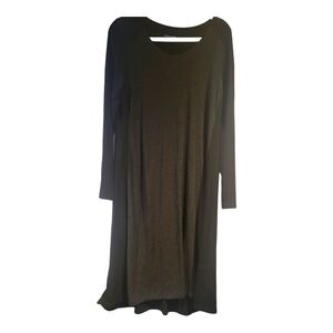 EILEEN FISHER Dress Tunic Viscose Stretch Jersey Two Tone Heathered Black Sz M